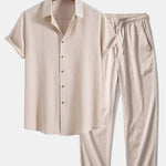 Ensemble — chemise texturée froissée & pantalon à jambe droite