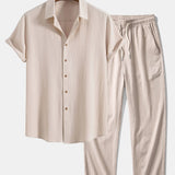 Ensemble — chemise texturée froissée & pantalon à jambe droite
