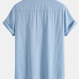 Chemise boutonnée en lin contrastant