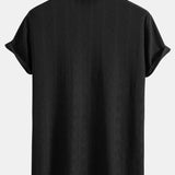 Ensemble — chemise cubaine texturée à losanges coupe ajustée & pantalon en lin à jambe droite