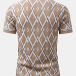 Ensemble — chemise en maille à losanges géométriques rétro & pantalon fuselé coupe slim