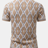 Ensemble — chemise en maille à losanges géométriques rétro & pantalon fuselé coupe slim
