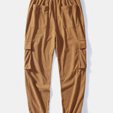 Ensemble — chemise à capuche à carreaux en velours côtelé contrastant & pantalon cargo de jogging en velours côtelé à cordon