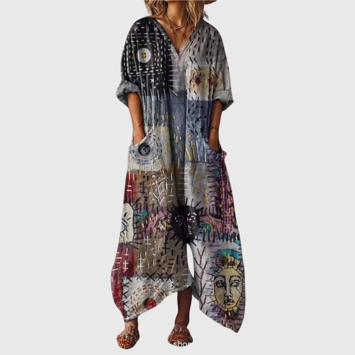 Janina | Robe longue à imprimé coloré