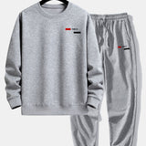 Ensemble — sweat à col rond coupe décontractée à imprimé rayé Paris & pantalon de jogging