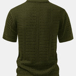Ensemble — polo crocheté à col V & short texturé froissé à cordon