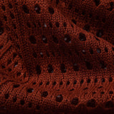 Ensemble — polo crocheté à col V & pantalon en lin à jambe droite