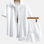 Ensemble — chemise jacquard à losanges géométriques & short à cordon