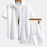 Ensemble — chemise jacquard à losanges géométriques & short à cordon