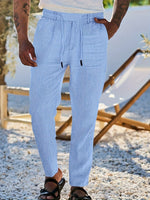 LINEN DRAWSTRING TROUSERS FOR MEN