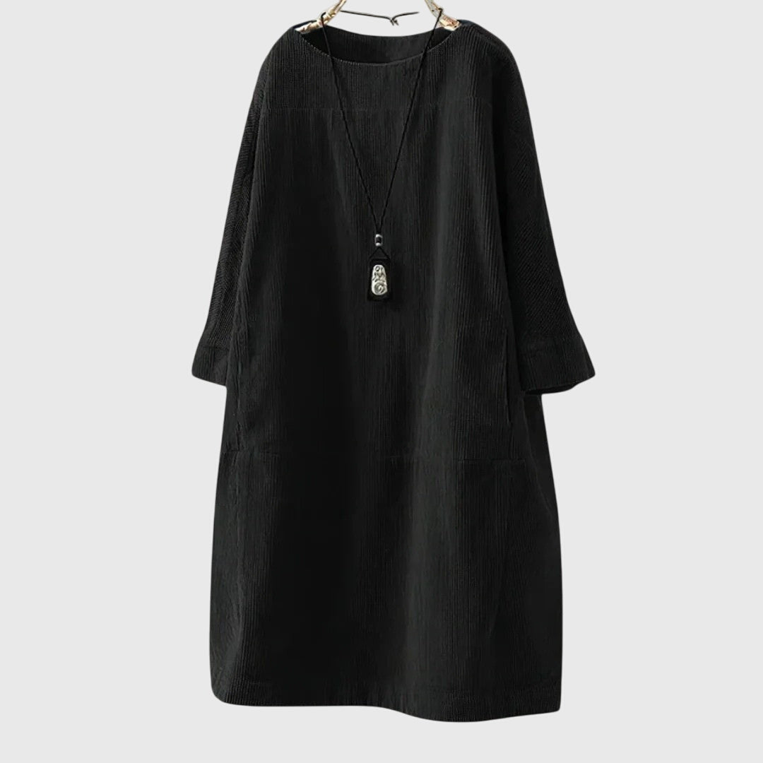 Grace — Robe Midi en Velours Côtelé Détendue