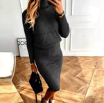 Esther | Robe midi en maille à col roulé