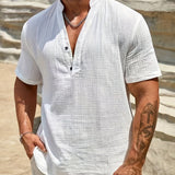 LINEN V-NECK SHIRT FOR MEN