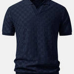 Ensemble — polo en maille à col V à damier & pantalon fuselé coupe slim