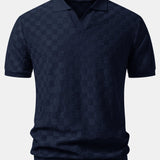 Ensemble — polo en maille à col V à damier & pantalon fuselé coupe slim