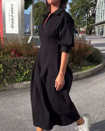 Hélène | Robe midi à col chemise et poches