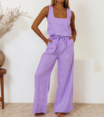 Ensemble Top Minimaliste et Pantalon Évasé