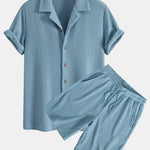 Ensemble — chemise gaufrée & short gaufré en maille à cordon