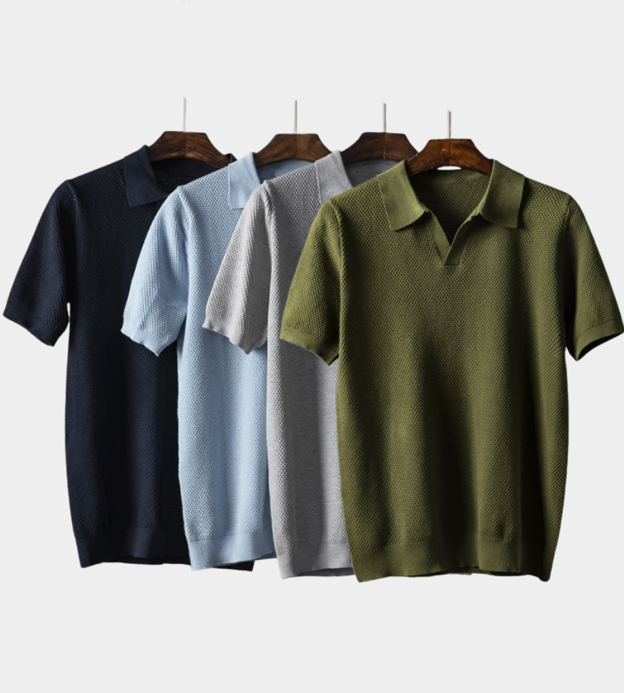 Elijah | Textured knit polo shirt