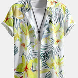 Ensemble Capucine — chemise à imprimé fleurs et plantes & short de bain