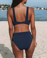 Maillot de bain uni à taille haute