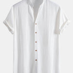 Ensemble — chemise en lin et viscose à col V & short à cordon en lin et coton
