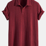 Ensemble — polo jacquard à manches courtes & pantalon côtelé à jambe droite
