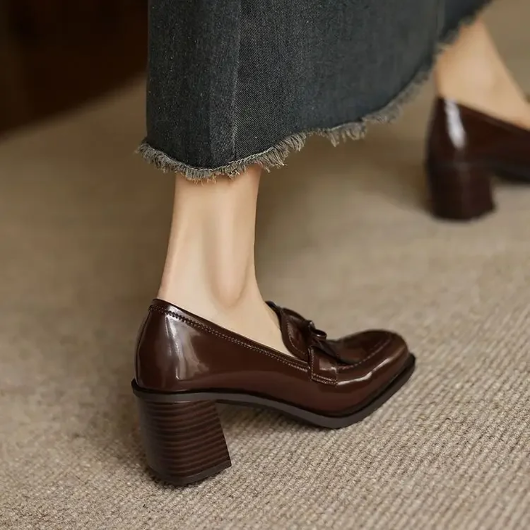 Mocassins à Talon Carré Vernis