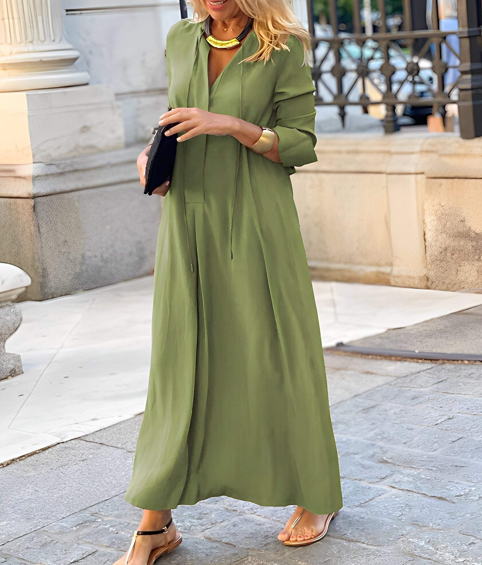 Christelle | Robe maxi décontractée Vert, photo studio