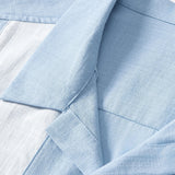 Ensemble — chemise bowling patchwork en lin & pantalon en lin à jambe droite