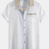 Ensemble — chemise cubaine texturée froissée contrastante & short à cordon