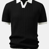 Ensemble — polo en maille texturée contrastante à col Johnny & pantalon texturé froissé