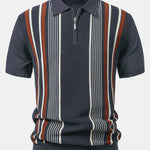 Ensemble Améline — polo zippé en maille rayée & short chino en coton
