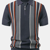 Ensemble — polo zippé en maille rayée & pantalon fuselé coupe slim
