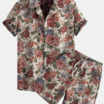 Ensemble — chemise cubaine jacquard floral & short