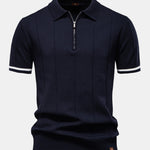 Ensemble — polo zippé en maille à bordure contrastante & short chino à taille élastique