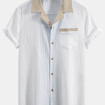 Ensemble — chemise cubaine texturée contrastante & pantalon à jambe droite