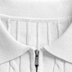 Ensemble — polo zippé en maille jacquard torsadé & pantalon fuselé coupe slim