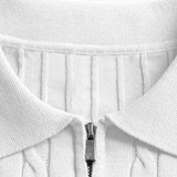 Ensemble — polo zippé en maille jacquard torsadé & pantalon fuselé coupe slim