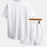 Ensemble — chemise jacquard à losanges géométriques & short à cordon