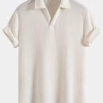 Ensemble — polo gaufré à col V & short gaufré en maille à cordon