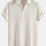 Ensemble — polo gaufré à col V & short gaufré en maille à cordon