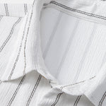 Ensemble Capucine — chemise texturée rayée & pantalon en lin à jambe droite