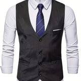 COLLARLESS POLYESTER VEST FOR MEN