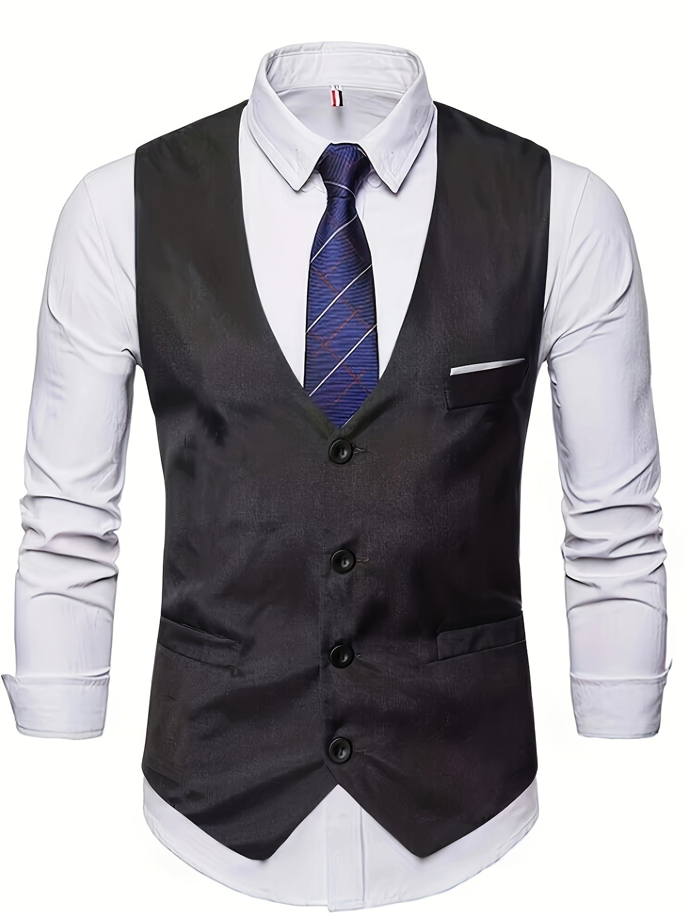 COLLARLESS POLYESTER VEST FOR MEN