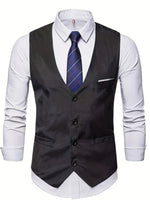 COLLARLESS POLYESTER VEST FOR MEN