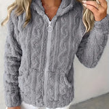 Marie | Sweat zippé à capuche en maille torsadée