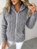 Marie | Sweat zippé à capuche en maille torsadée