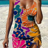 Fiesta | Tankini graphique fleuri avec short, effet ventre plat