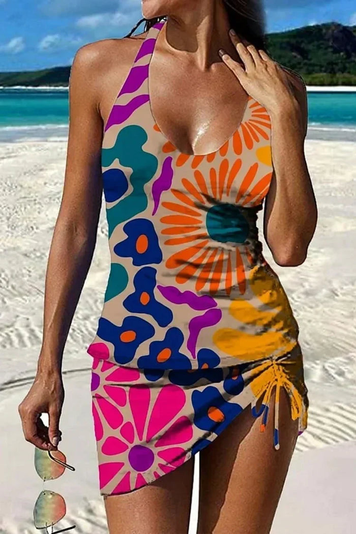 Fiesta | Tankini graphique fleuri avec short, effet ventre plat